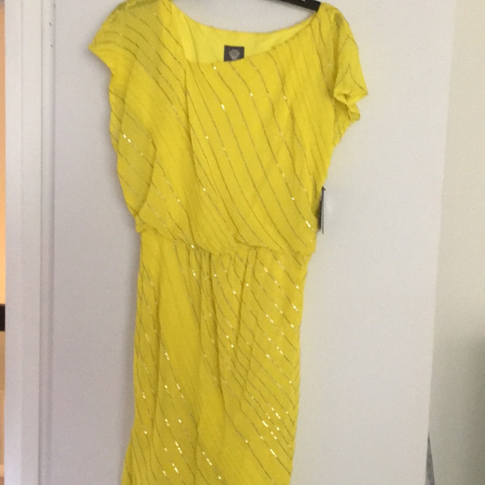 Vince Camuto bright yellow mini dress